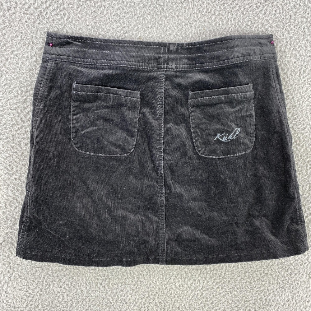 KUHL Mini Skirt Womens 4 Black Corduroy Snap Front Zip‎ Pockets Casual Outdoors